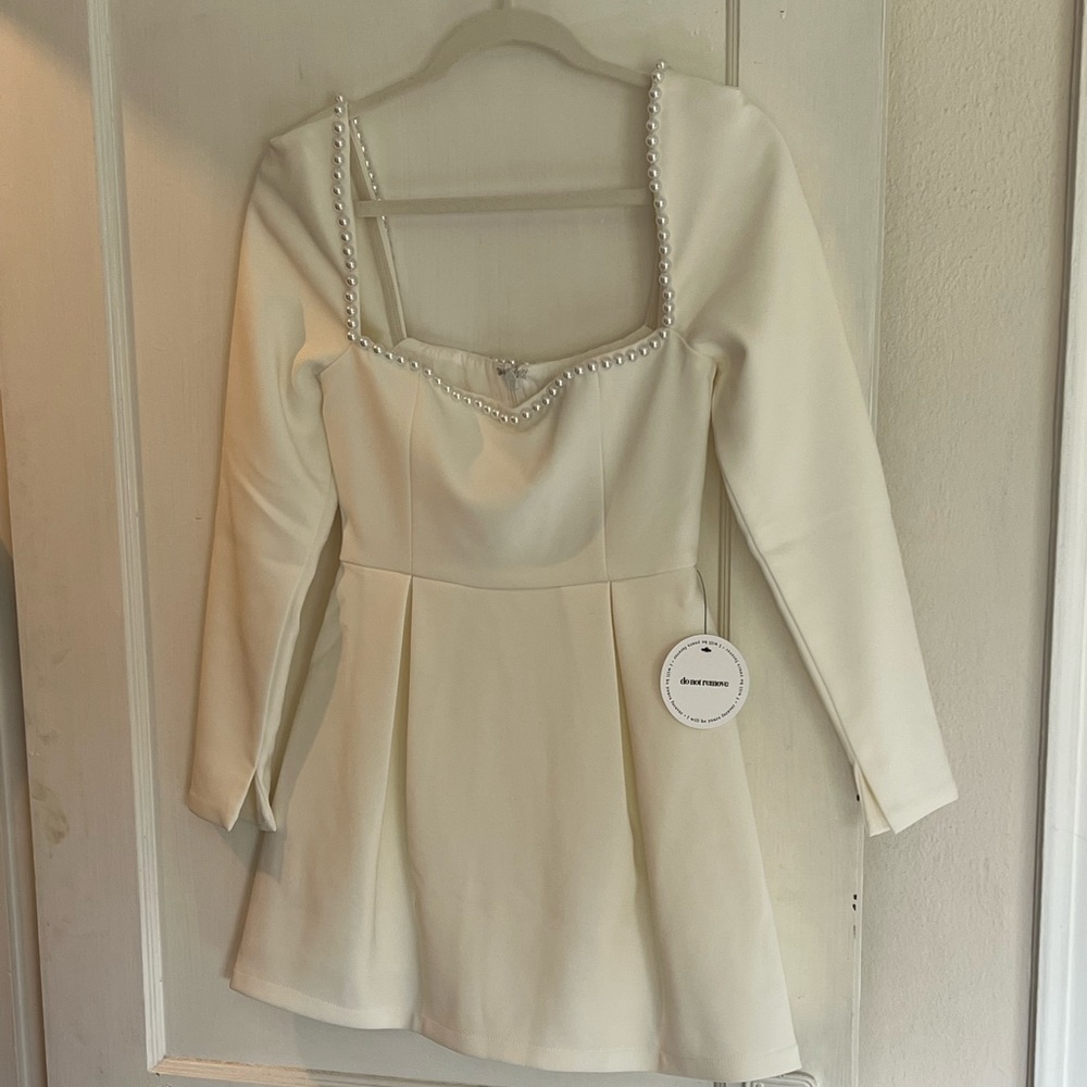 odd muse white pearl mini dress